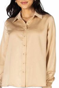 Сатиновая рубашка с пуговицами и боковым разрезом в цвете таупе P.CILL, Taupe