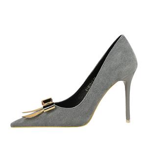 QITUMAUL Серые женские туфли на шпильке с узким каблуком [высота каблука 10,5 см], цвет Gray[Heel Height 10.5cm]