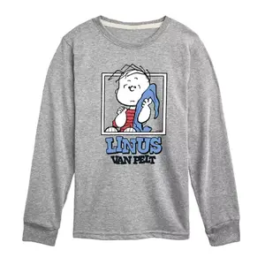 Футболка с длинным рукавом для мальчиков 8-20 лет "Peanuts" с принтом Линуса Ван Пелта Licensed Character, серый