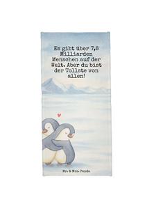 Mr. & Mrs. Panda Спортивное полотенце с изображением пингвина и надписью пастельно-серого цвета