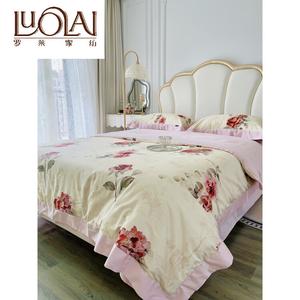 LUOLAI HOME Комплект постельного белья 4 предмета, 200x230 см, простыня, пододеяльник 220x240 см, 2 наволочки 48x74 см, цвет Rose Holiday - Gentle