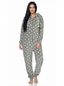 NORMANN Пижамный комбинезон-комбинезон в горошек из кораллового флиса, серый
