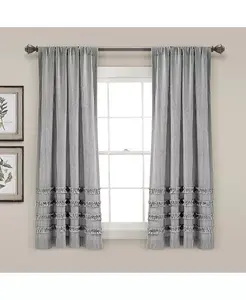 Винтажные полосатые оконные шторы из хлопчатобумажной пряжи, окрашенные в разные цвета Lush Decor, black