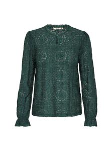Блуза CRTILEY LACE KEYHOLE Cream, темно-зеленый