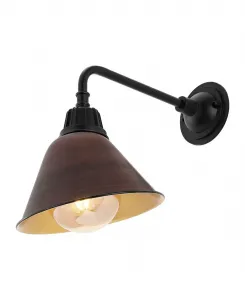 Настенный светильник Croydon 24 см, 1 лампа, в стиле фермерского дома и индастриал, для внутреннего и наружного использования, с железным кронштейном типа "гусиная шея" Jonathan Y, черный