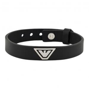 EMPORIO ARMANI Черный кожаный ремешок браслет