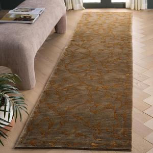 Ковер-дорожка SAFAVIEH, 77 x 305 см, Tibetan Collection, Green & Gold, ручной работы из современного шелка и шерсти, идеально подходит для помещений с высокой проходимостью в гостиной, спальне (TB321A)