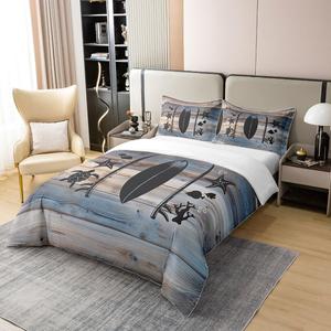 Erosebridal Хлопковый комплект постельного белья в морском стиле с принтом тропических звезд, черепах и рыб, Multi 08