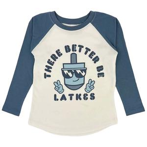 Футболка There Better Be Latkes Baseball в белом/синем цвете TINY WHALES