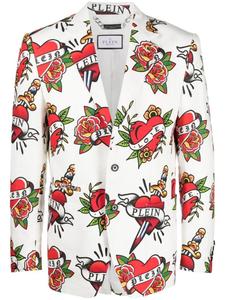 Philipp Plein пиджак с логотипом, белый