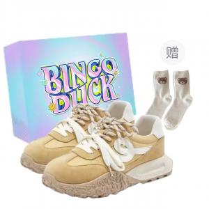 BINGO DUCK Женские противоскользящие повседневные кеды на платформе низкие желтые + эксклюзивная коробка для обуви + носки в подарок, цвет Yellow+Exclusive Shoe Box+Gift Socks