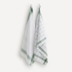 Набор из 2 кухонных полотенец Basic II из хлопкового твила. - El Corte Inglés, зеленый
