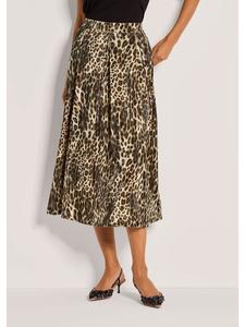 MADELEINE Элегантная юбка миди с анималистическим принтом карамельно-черного цвета