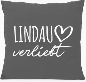 Подушка для дивана Huuraa Lindau Bodensee Love Gift 40x40 см с наполнителем Steel Grey Cotton Lindau Bodensee Souvenir Hellweg Druckerei