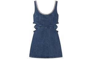 Self-portrait Женское платье-самострел без рукавов denim blue