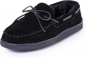 Мужские тапочки Minnetonka с плюшевой подкладкой и жесткой подошвой, черный