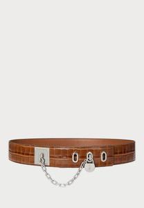 Ремень Lauren Ralph Lauren CROC EMBOSSED CHAIN PADLOCK WIDE BELT, Tobacco/Brown