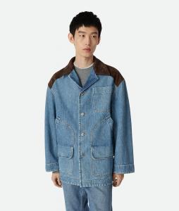Vintage indigo denim jacket BOTTEGA VENETA, средне-синий