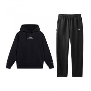 Комплект из двух предметов: толстовка и свитшот Li Ning для мужчин., черный top+черный pants