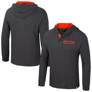 Мужская толстовка-лонгслив henley с капюшоном dujour ralgan clemson tigers charcoal Colosseum