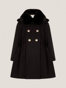 Детское пальто с воротником из искусственного меха Monsoon, Black