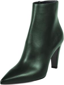 Женские ботильоны Maiyang с заостренным носком и молнией, на высоком массивном каблуке, модные, для вечеринок, повседневные короткие ботинки, размер 4-16 US, Dark Green