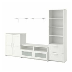 Комбинация для хранения телевизора BRIMNES/BURHULT IKEA, 258x41x190 см, белый