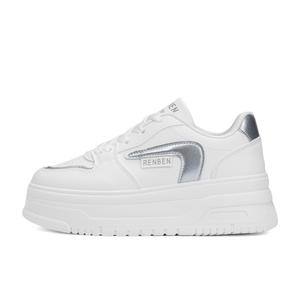 Легкие низкие кроссовки для скейтбординга, увеличивающие рост, для женщин RENBEN, White Silver