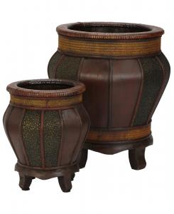 Декоративные кашпо из деревянных панелей - набор из 2 штук Nearly Natural, коричневый