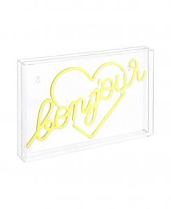 Bonjour Heart Contemporary Glam Acrylic Box LED Neon Light USB Operated Jonathan Y, желтый
