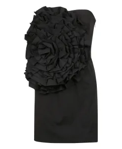 Мини-Платье с цветочным принтом и открытыми плечами Rotate Birger Christensen, черный