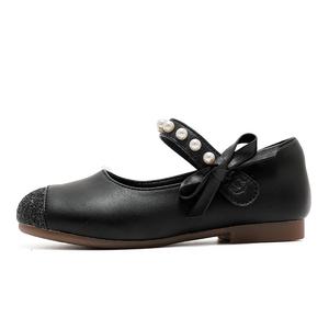 Детские кожаные туфли с противоскользящим износостойким верхом BOBDOG, черный