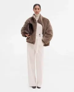 Женская парка с эффектом меха, двусторонняя Simorra, темно-коричневый