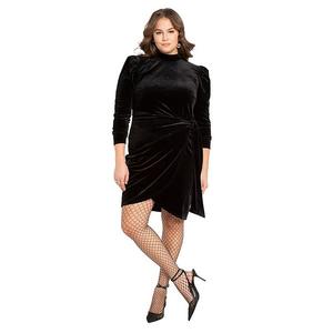Женское платье мини из бархата с запахом, plus size Eloquii, Totally Black