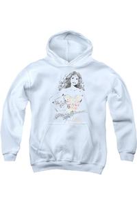 Dco Justice League of America Чудо-женщина в завитушках молодежная толстовка с капюшоном Gildan, белый