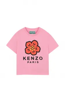 Футболка с принтом-логотипом Kenzo Kids, розовый