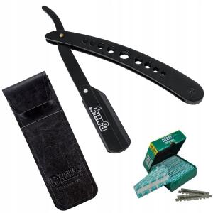 Черная парикмахерская бритва Ponik's + 100 лезвий Poniks