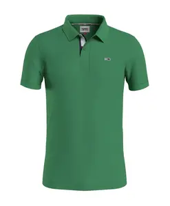 Зеленая хлопковая рубашка-поло приталенного кроя Tommy Jeans, зеленый