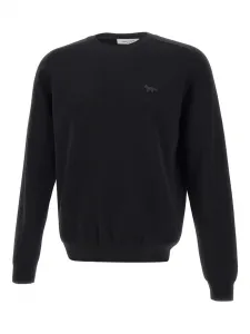 Свитер с вышитой лисой Maison Kitsuné, черный