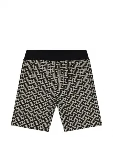 Шорты с узорчатым поясом Balmain Kids, черный