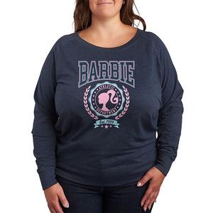 Футболка с длинным рукавом и принтом в стиле varsity, plus size Barbie, Heather Indigo