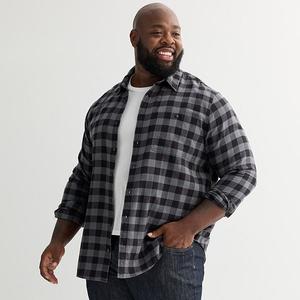 Фланелевая рубашка с длинным рукавом Big & tall super soft brushed Sonoma Goods For Life, Grey Black Med Buff