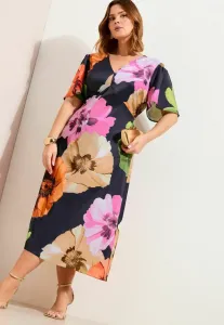 Платье-Миди большого размера с v-образным вырезом и цветочным принтом Friends Like These, Navy