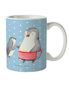 Детская кружка Пингвин с ребенком, без слов, пастельно-голубого цвета Mr. & Mrs. Panda