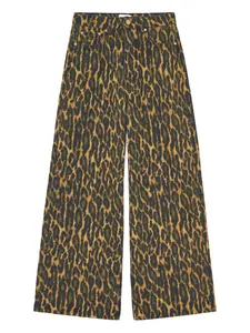 Джинсы с леопардовым принтом Ganni, коричневый