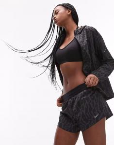 Шорты 2 в 1 Running Swift Dri-FIT с леопардовым принтом, 3 дюйма, черные Nike Running