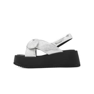 ST&SAT Женские сандалии на одной застежке серебристые, цвет Silver