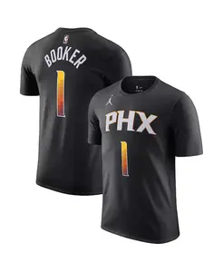 Мужская футболка Devin Booker Phoenix Suns 2022/23 Statement Edition с именем и номером (черная) Jordan