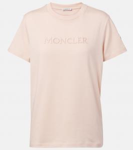 Хлопковая футболка с логотипом Moncler, розовый