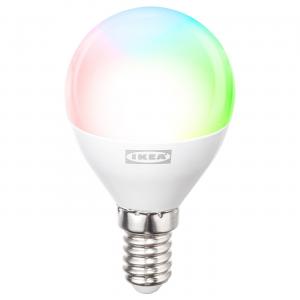 Светодиодная лампа E14, 806 люмен, для смарт-устройств, цветной и белый спектр/сферическая/опалово-белая, 45 мм IKEA Kajplats